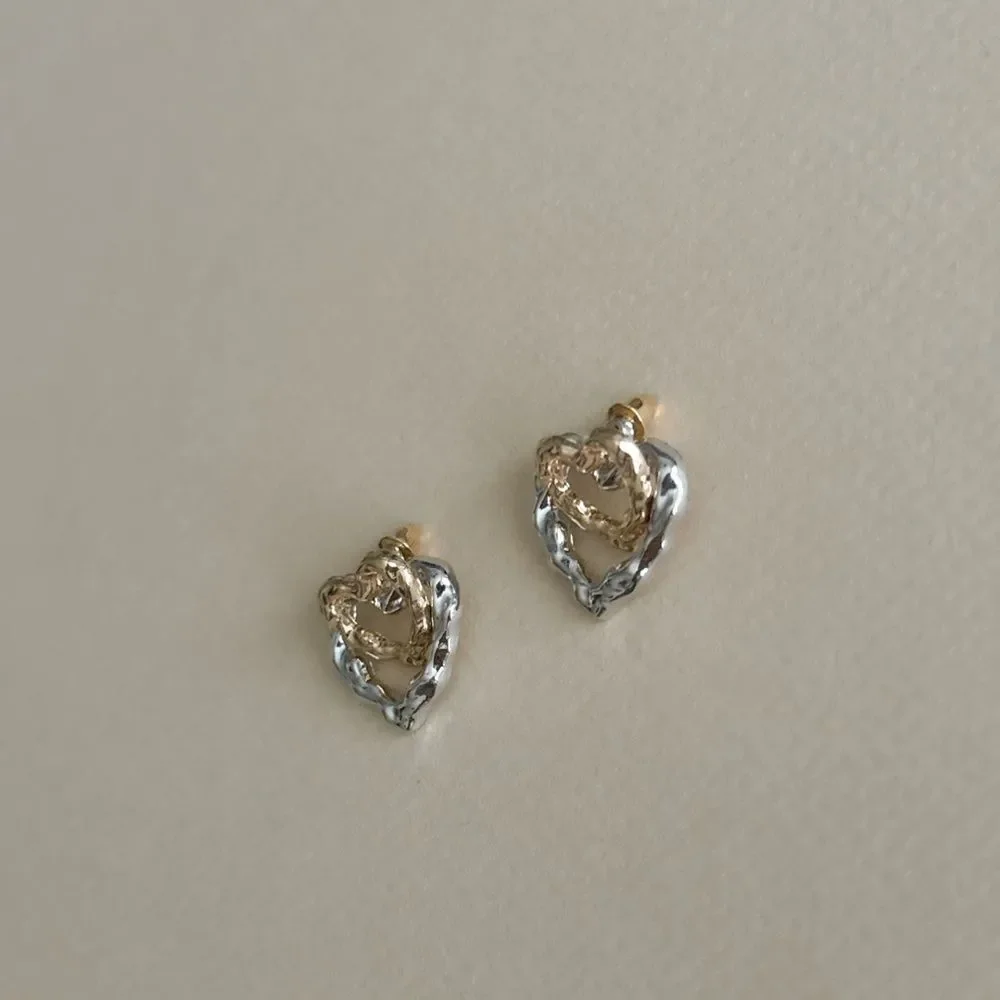 Hammered Heart Earrings N1818 - Picture 4 of 6